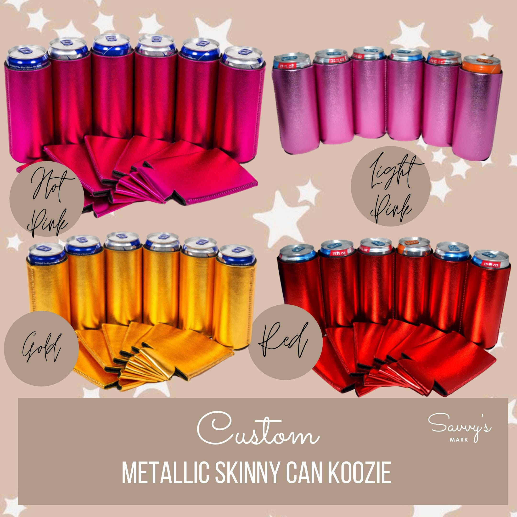 Metallic Slim Can Koozie Koozies personalizados Koozies Etsy