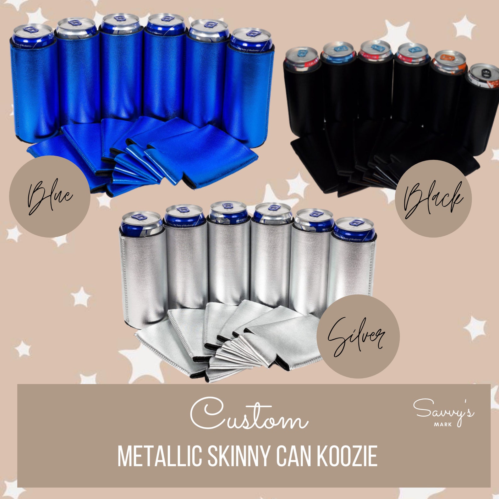Metallic Slim Can Koozie Koozies personalizados Koozies Etsy