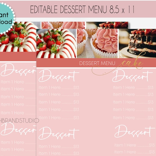Editable Bakery Price List Template Dessert Frosting Sweet Etsy