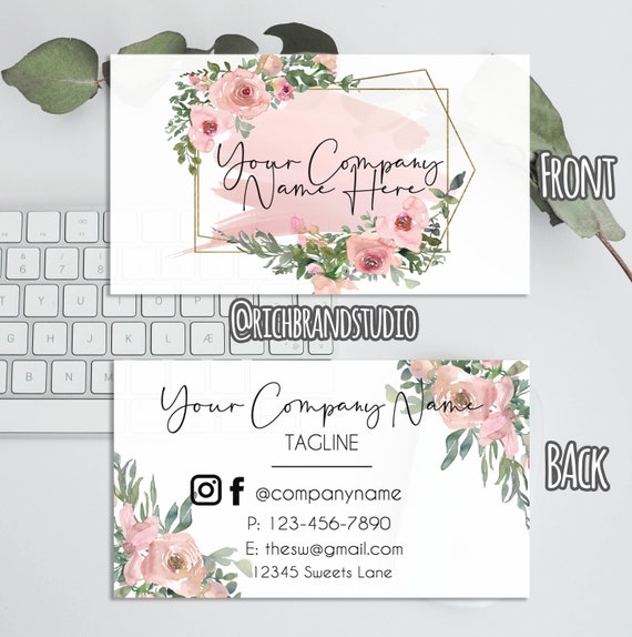 Floral Business Card Design Editable Business Card Template Etsy Floral Business Card Design Editable Business Card Template Etsy