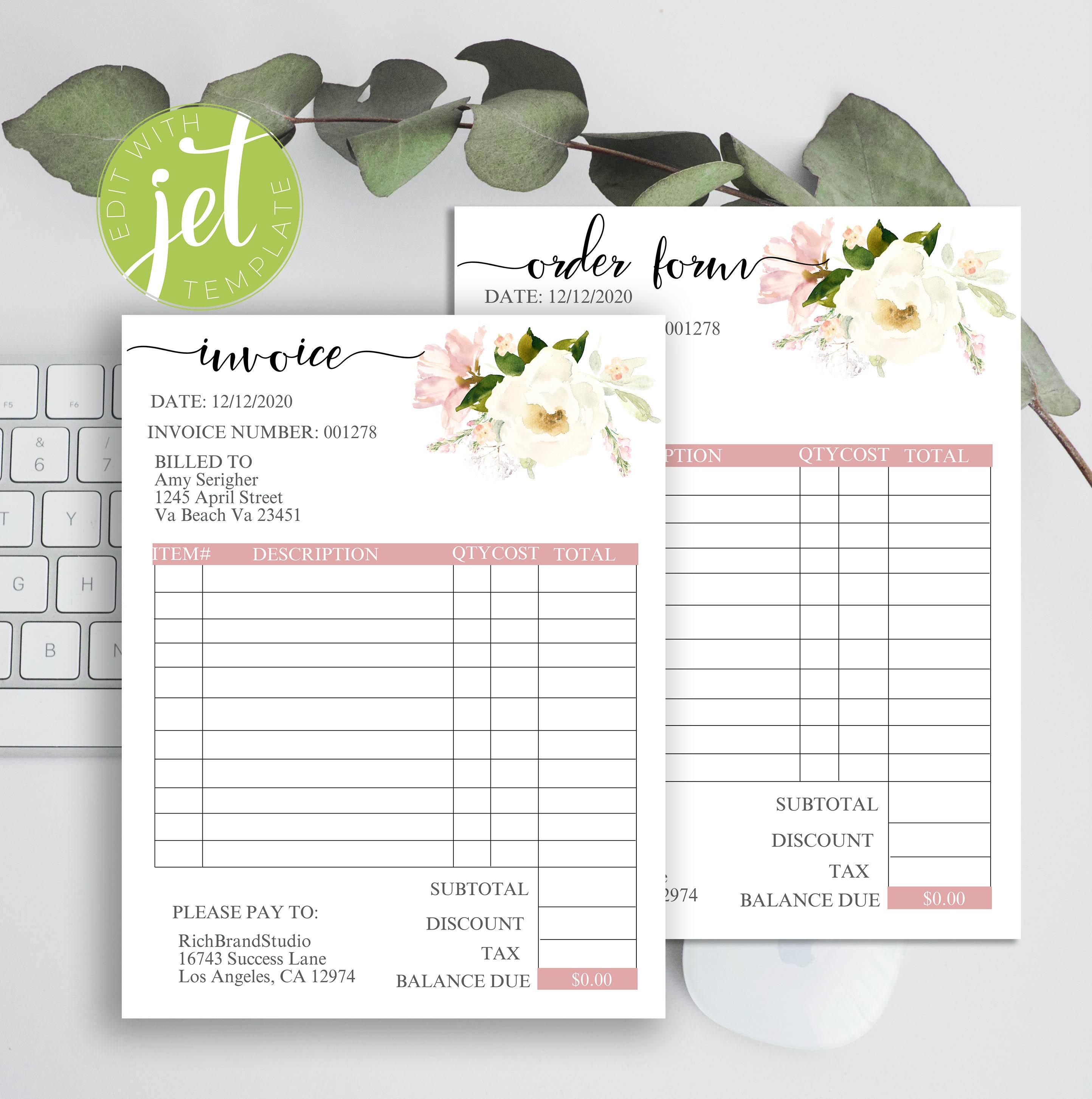 editable invoice form printable invoice form invoice template etsy new zealand