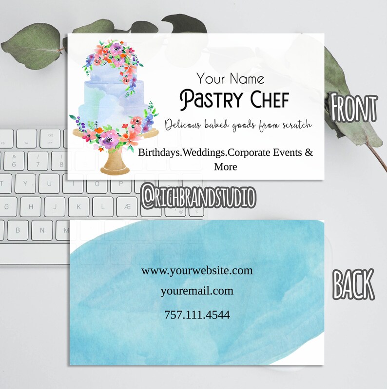 Pastry Chef Business Card Editable Business Cards Bakery Etsy