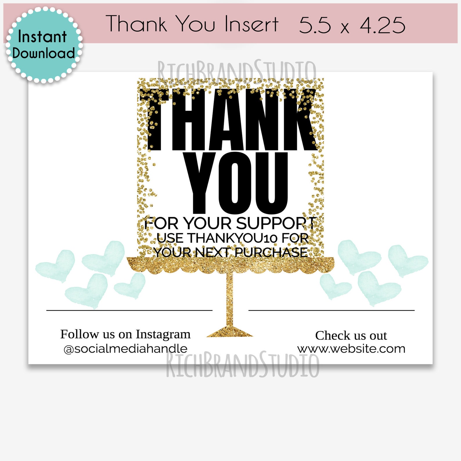 thank you card with photo insert