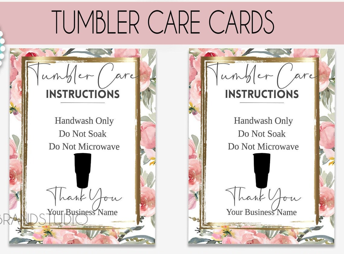 Printable Tumbler Care Card Instructions Care Cards DIY Etsy
