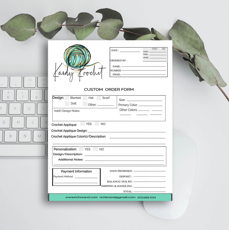 Crochet Order Form Template Knitting Order Form Custom Order Etsy
