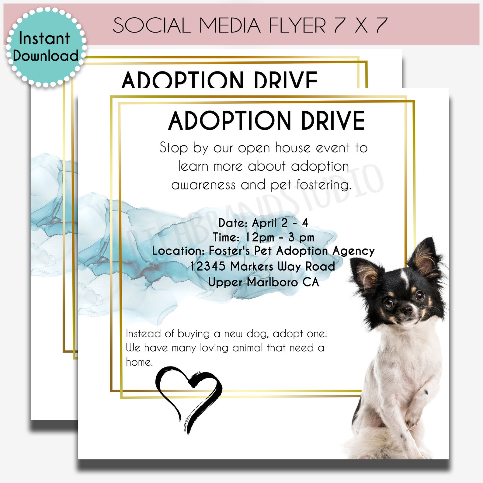 Dog Adoption Flyer Editable Dog Event Flyer Social Media Flyer Etsy
