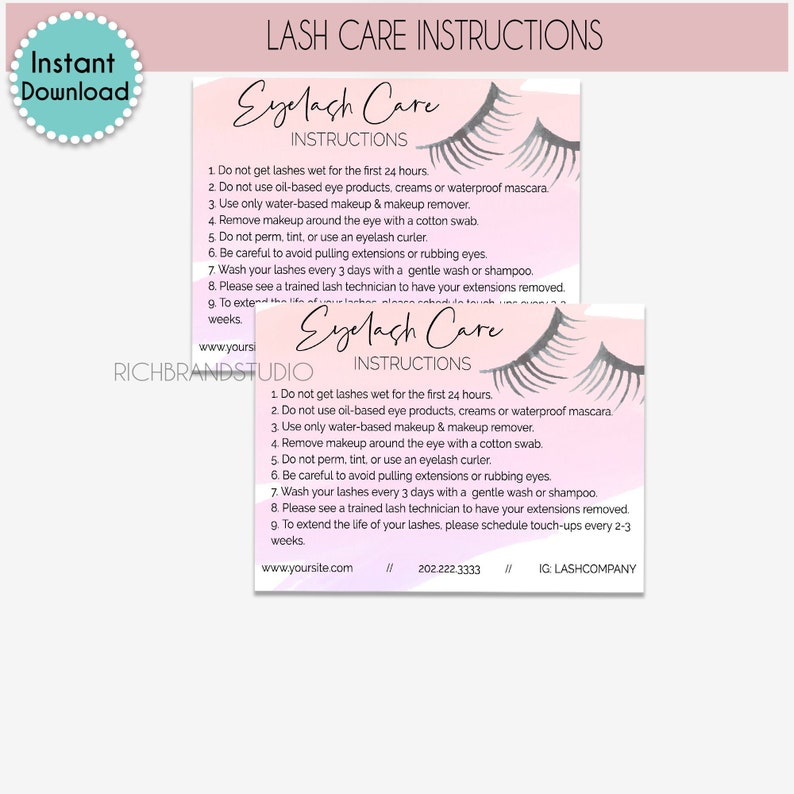 Eyelash Care Extension Rules Eyelash After Care Instructions Etsy