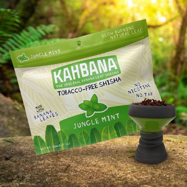 Non-Tobacco Non-Nicotine Shisha for Hookah - The Original Kahbana Banana Leaf Shisha in 200g Resealable Pouch (Jungle Mint)