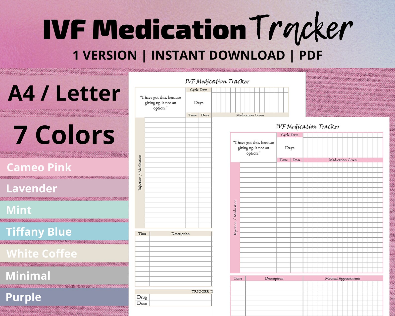 IVF Medication Tracker Medication Organizer IVF Etsy