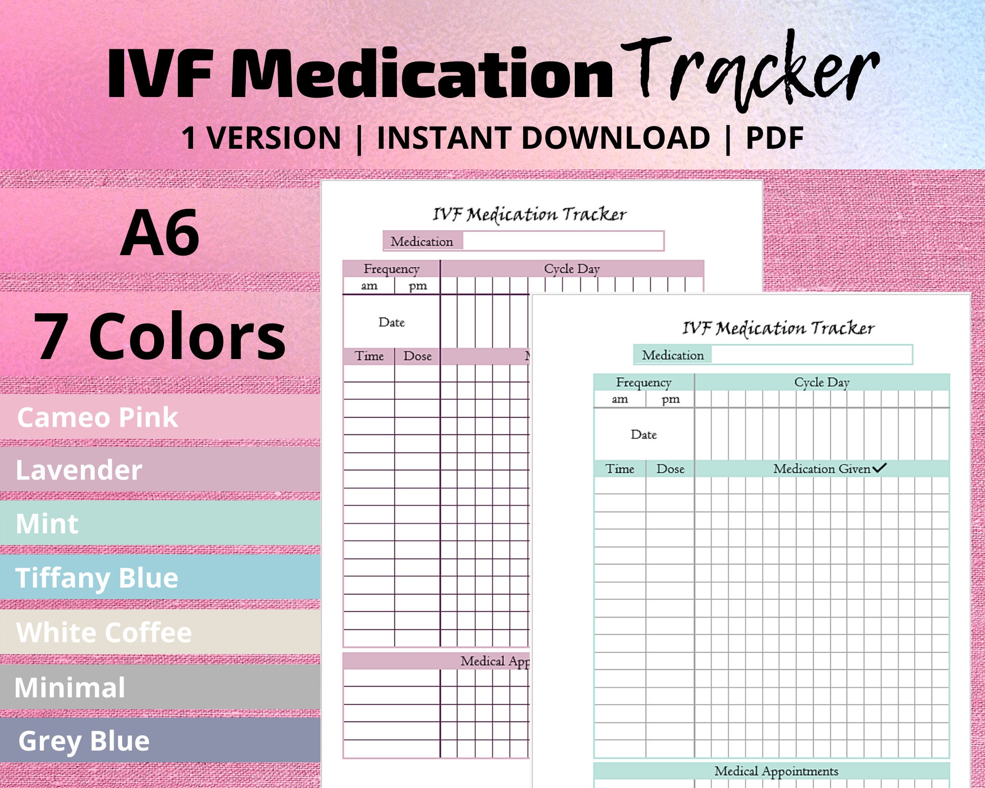 IVF Medication Tracker A6 Medication Organizer IVF Etsy IVF Medication Tracker A6 Medication Organizer IVF Etsy