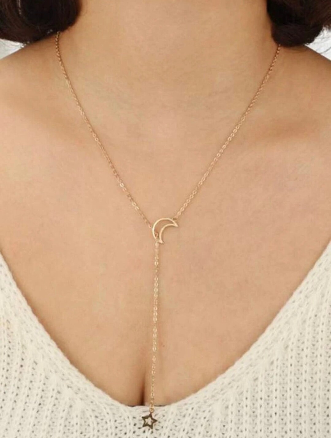 Moon lariat necklace Clearance