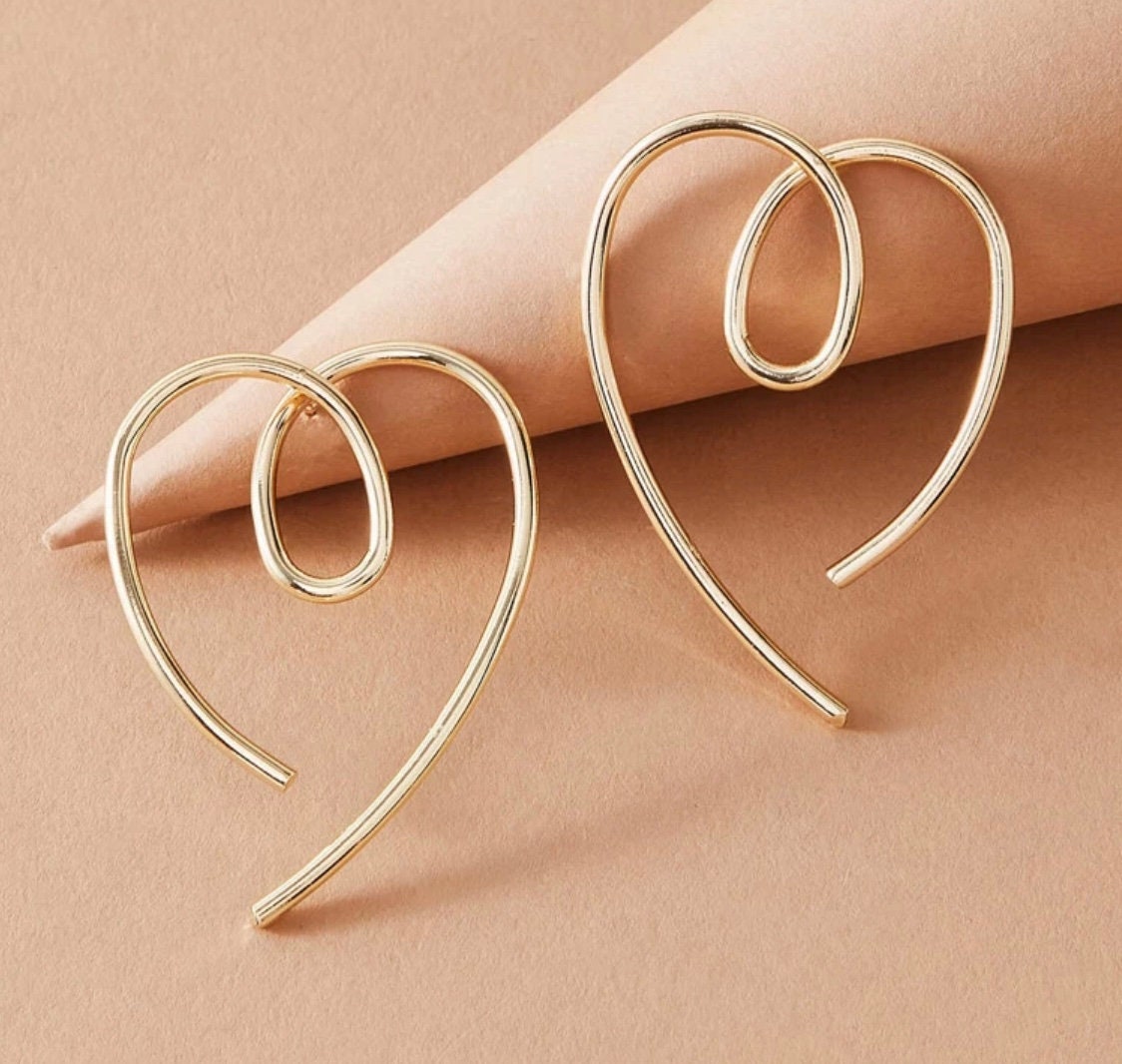 Unique Gold Heart Earrings