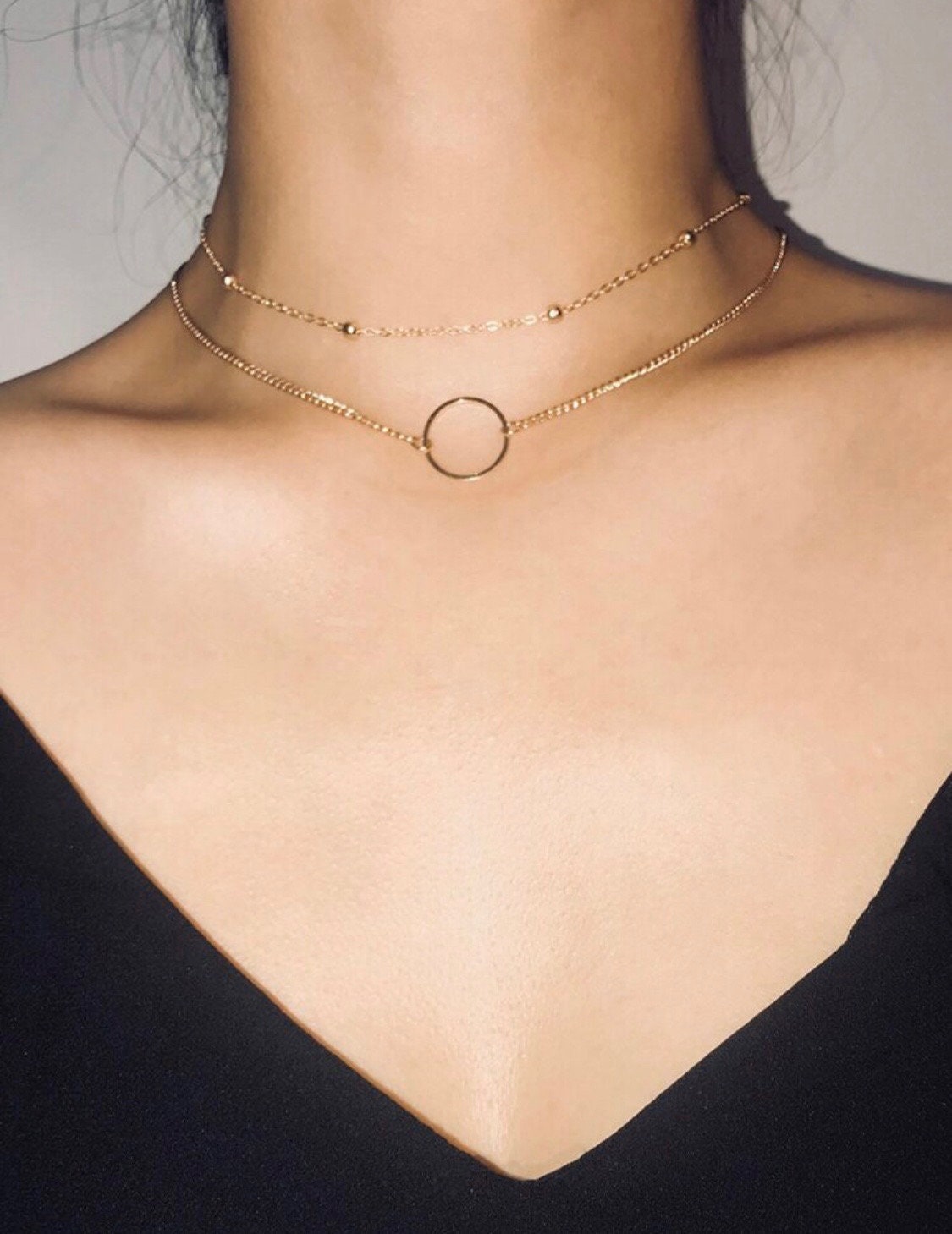2 pc. Gold Choker Necklace Set