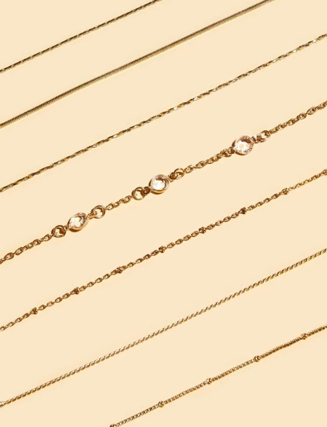7 Piece Dainty Gold Bracelet Set