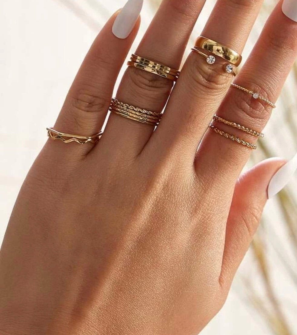 Minimalist Ring | 10pc Bundle Assorted Crystal Slim Stacking Rings | Gold  Ring – Blingschlingers Jewelry