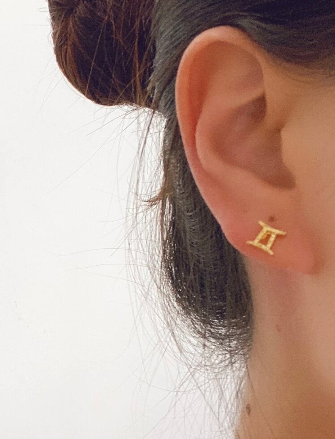 Gold Gemini Stud Earrings Gold Gemini Jewelry Zodiac Sign Etsy