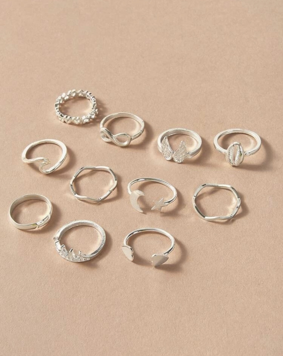 11 Piece Silver Ring Set Silver Stacking Ring Set Boho Chic Etsy