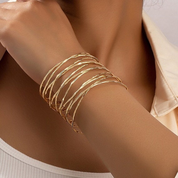 Gold cuff bracelet womens sale