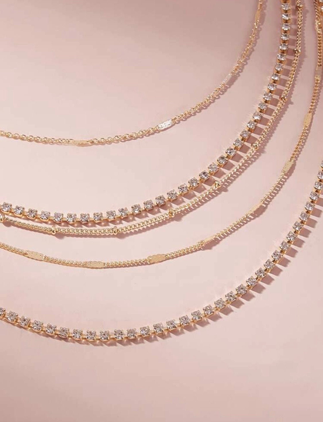 Gold & Rhinestone Layered Necklace