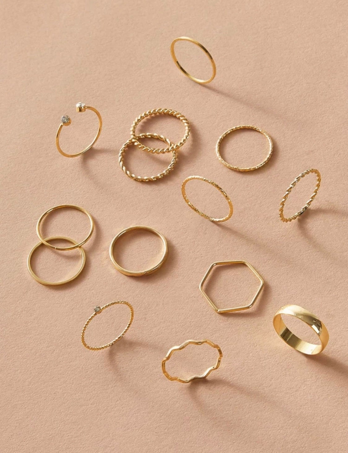 14 Piece Minimalist Gold Ring Set