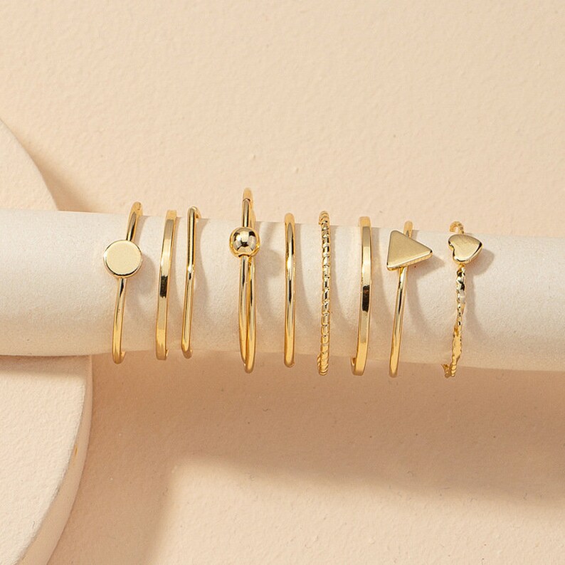 9 Piece Gold Stacking Ring Set Gold Stackable Rings Etsy