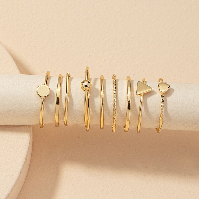 9 Piece Gold Stacking Ring Set Gold Stackable Rings Etsy