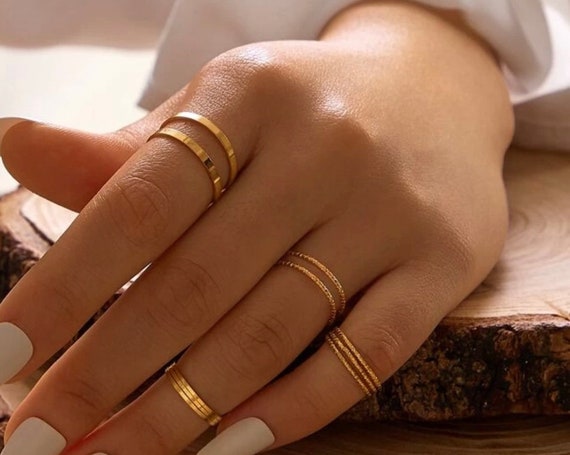 10 Piece Dainty Gold Ring Set, Simple Gold Rings, Delicate Gold Rings,  Minimalist Gold Rings, Pretty Gold Rings, Jewelry Gift Set - Etsy Singapore