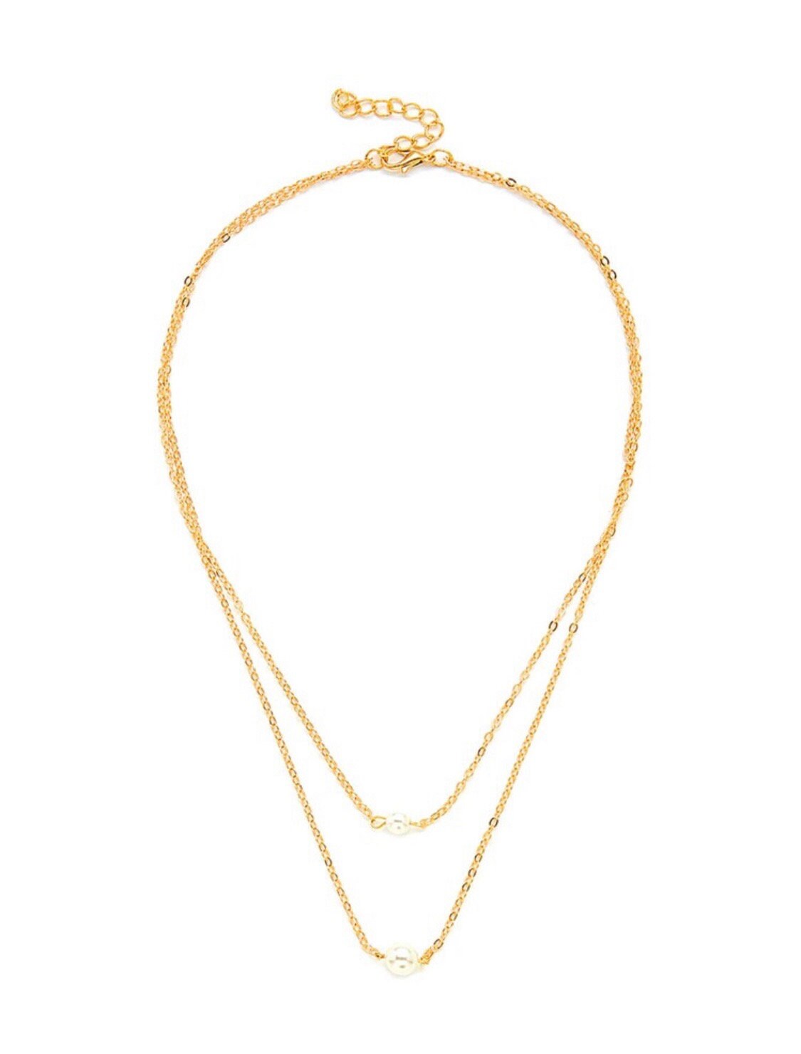 The Layered Pearl Necklace-Gold