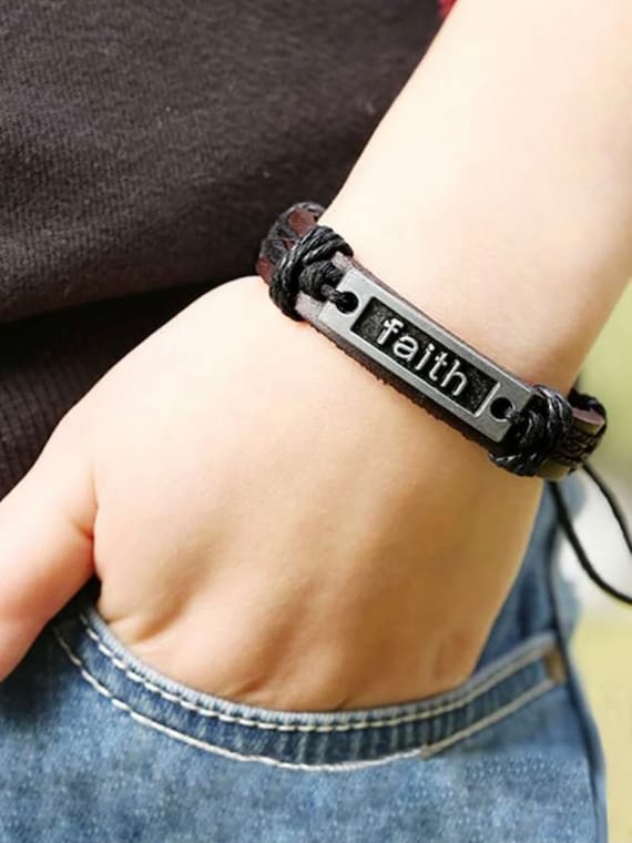 Leather faith bracelet online