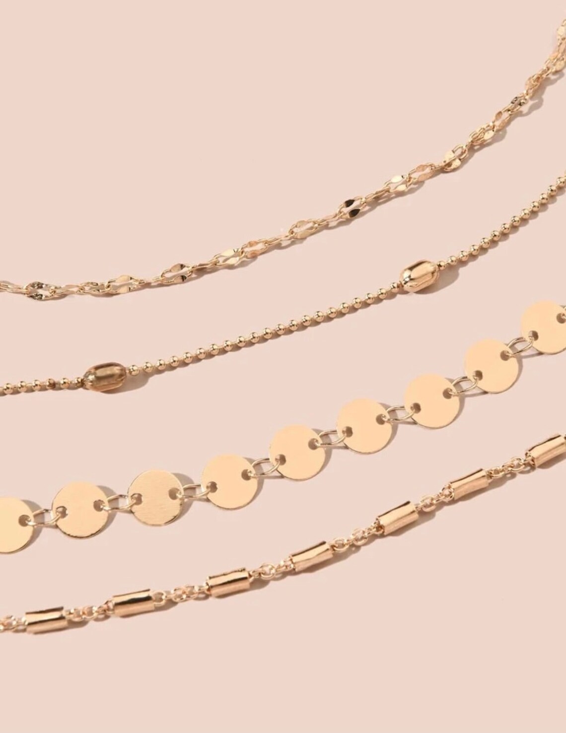 4 Piece Dainty Gold Bracelet Set Minimalist Gold Bracelet Etsy