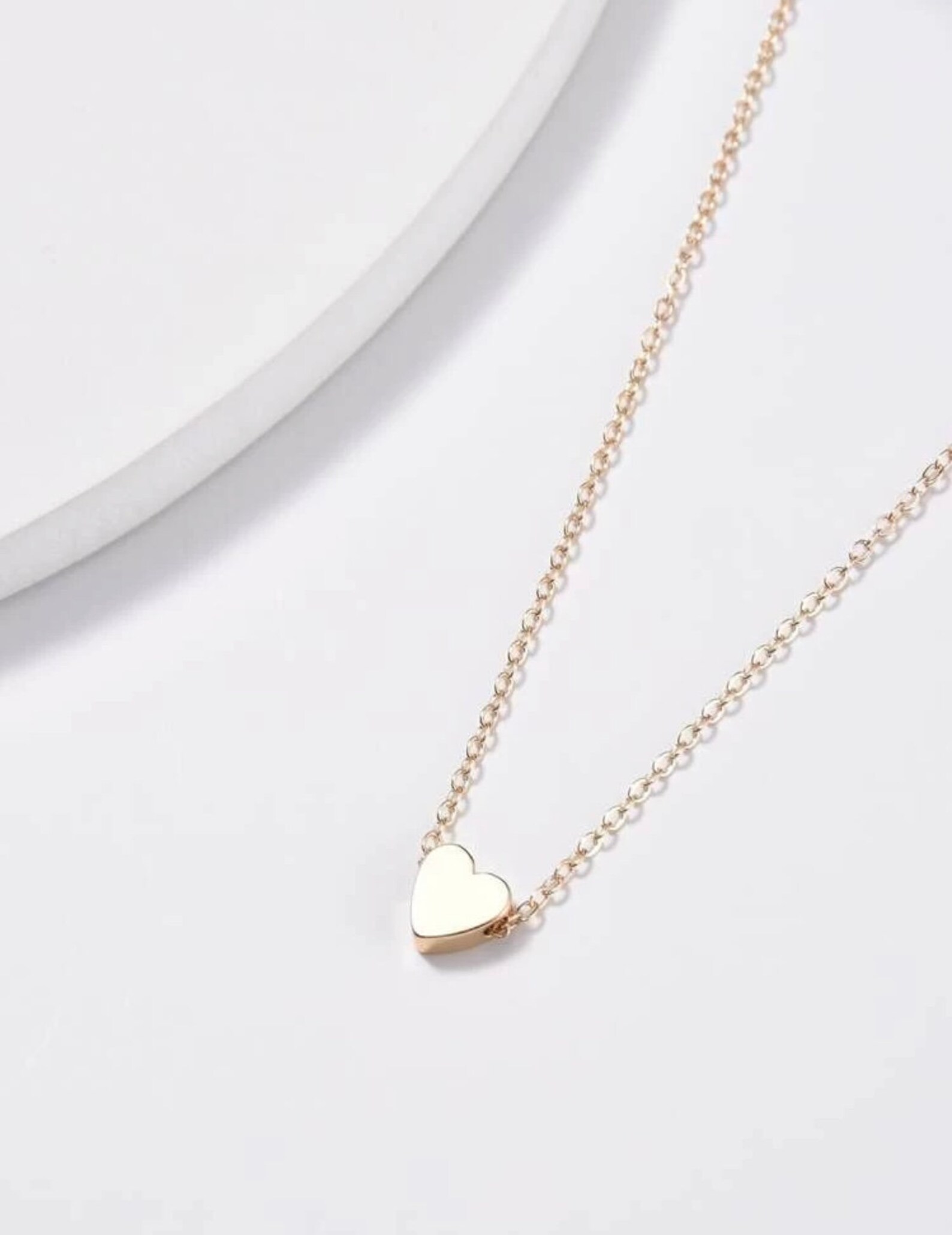 Gold Heart Charm Necklace Dainty Heart Charm Necklace Etsy
