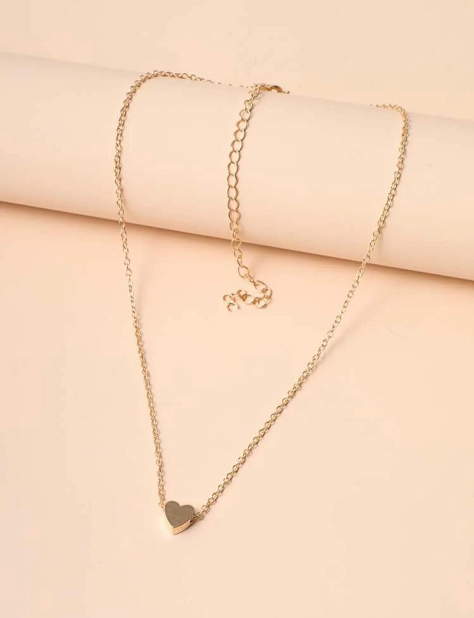 Gold Heart Charm Necklace Dainty Heart Charm Necklace Etsy