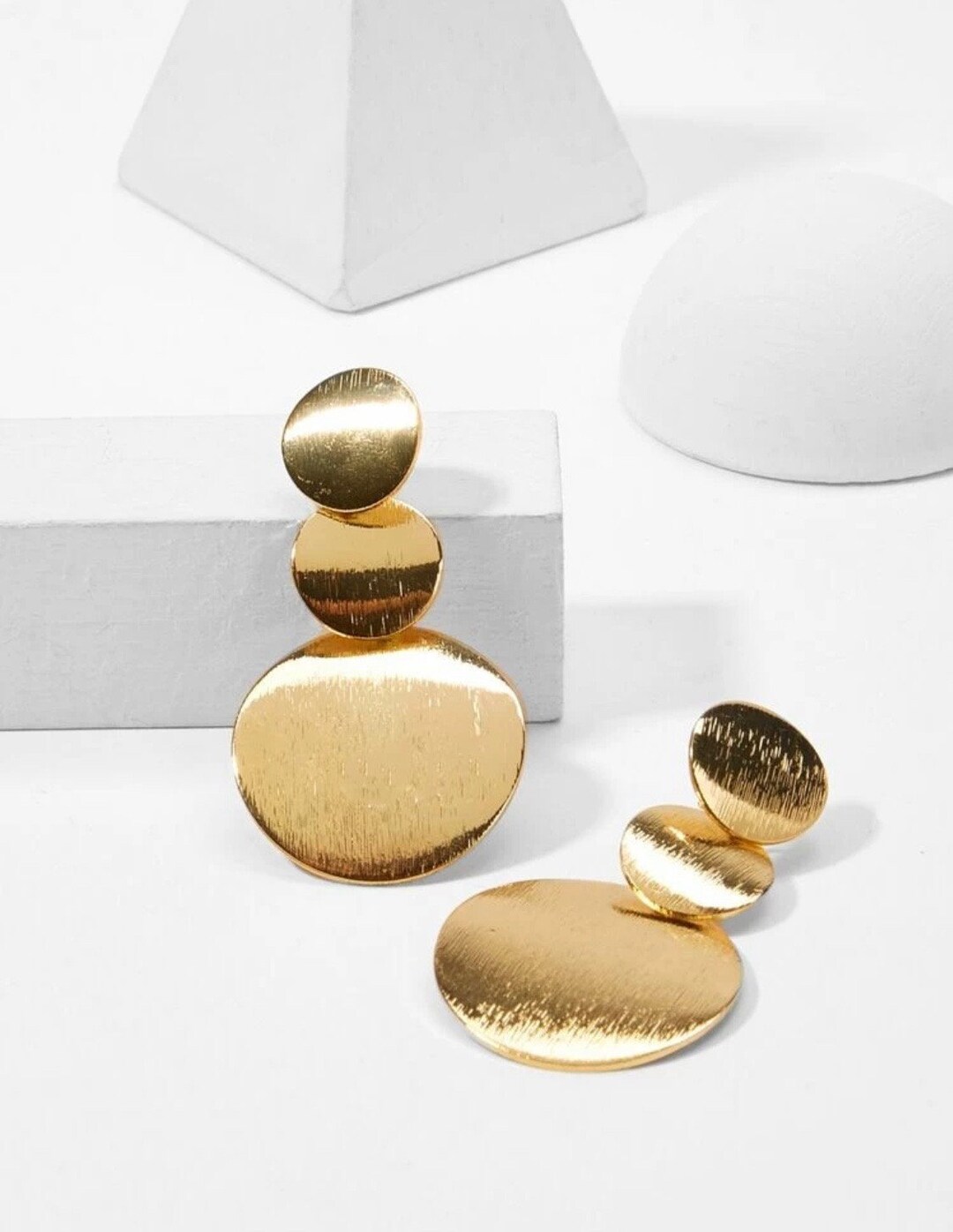 Gold Dangle Earrings Gold Circle Drop Earrings Gold Etsy