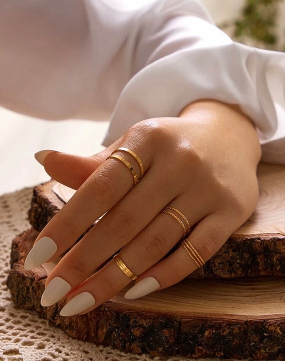 10 Piece Dainty Gold Ring Set, Simple Gold Rings, Delicate Gold Rings,  Minimalist Gold Rings, Pretty Gold Rings, Jewelry Gift Set 