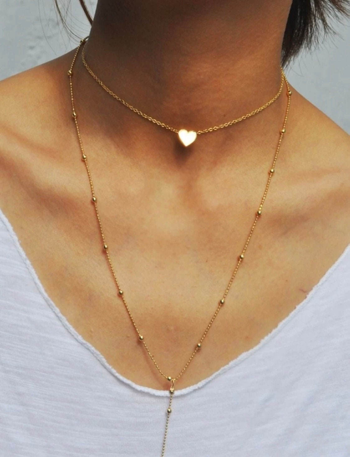 Layered Dainty Heart Necklace