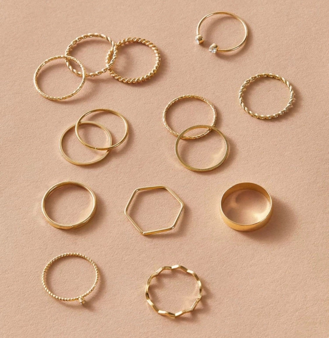 14 Piece Minimalist Gold Ring Set Simple Gold Stackable Etsy