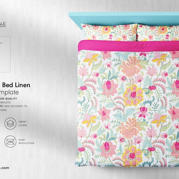 Queen Size Bed Linen Mockup