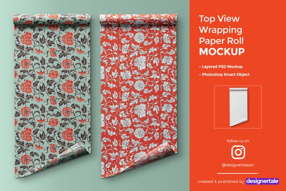 Top View Wrapping Paper Roll Mockup 