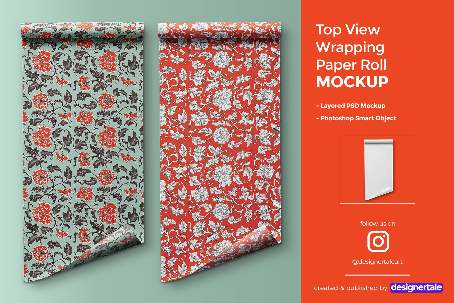 Top View Wrapping Paper Roll Mockup Etsy