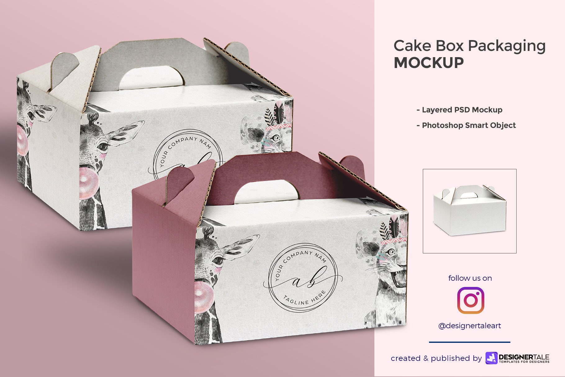Cake Box Packaging Mockup Etsy UK