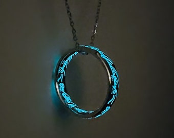 Collana con anello elfico che si illumina al buio, un anello luminoso, anello del potere, anello elfico