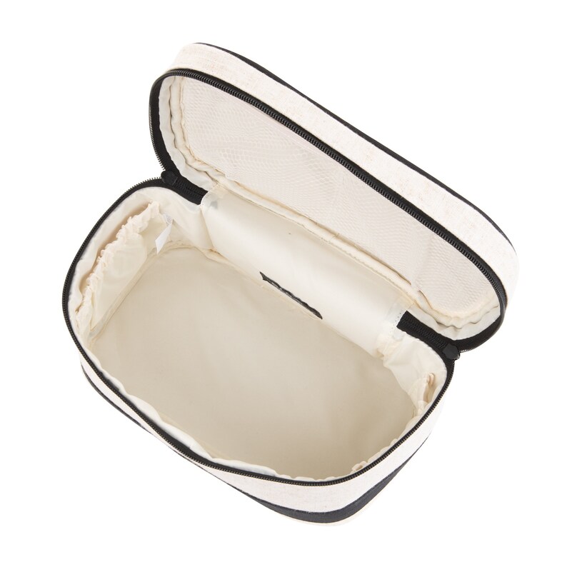 Linen Monogram Train Case Cosmetic Bag Toiletry Kit Etsy