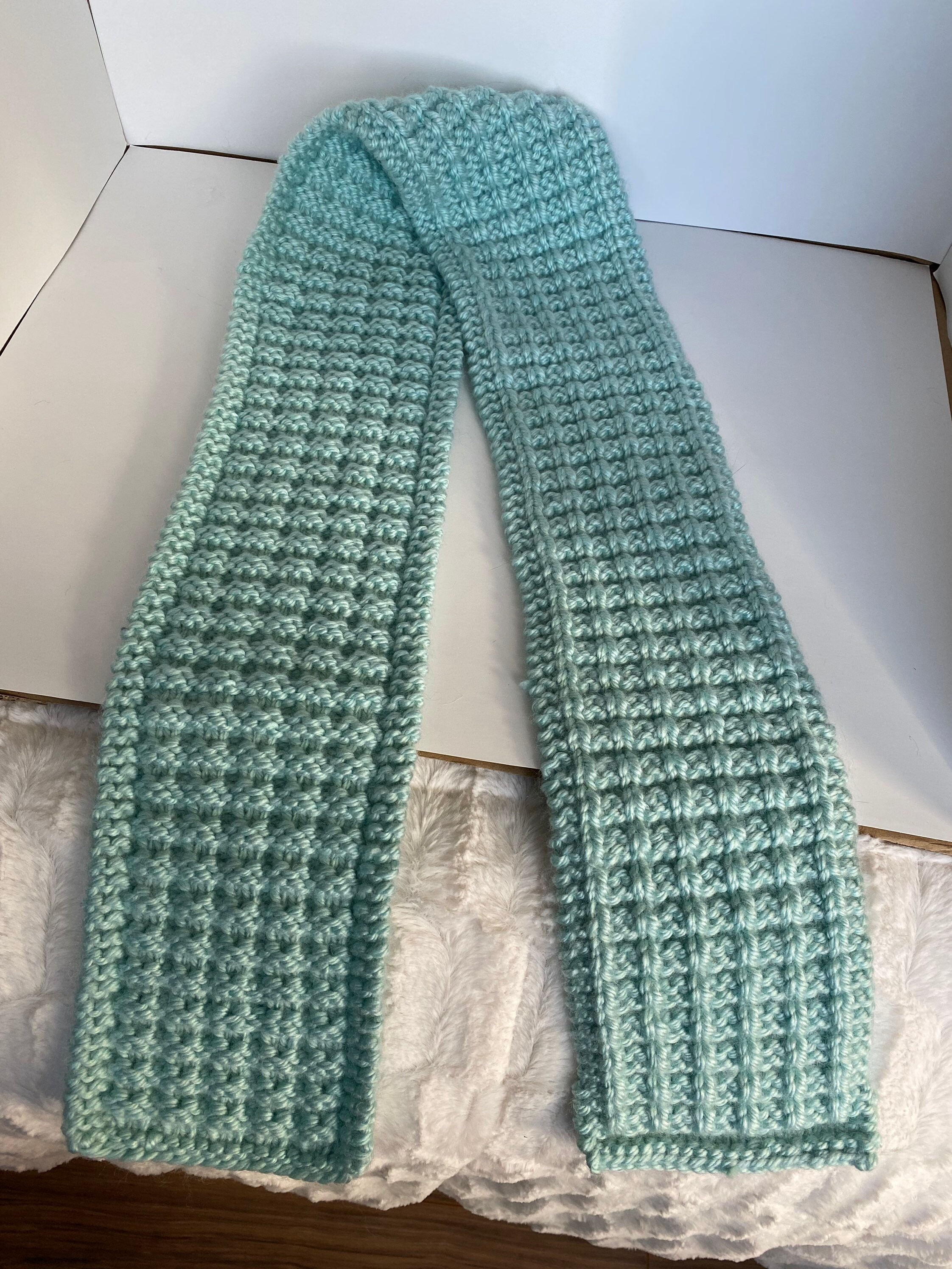 Hand Knit Scarf Mint Green Super Soft and Thick - Etsy