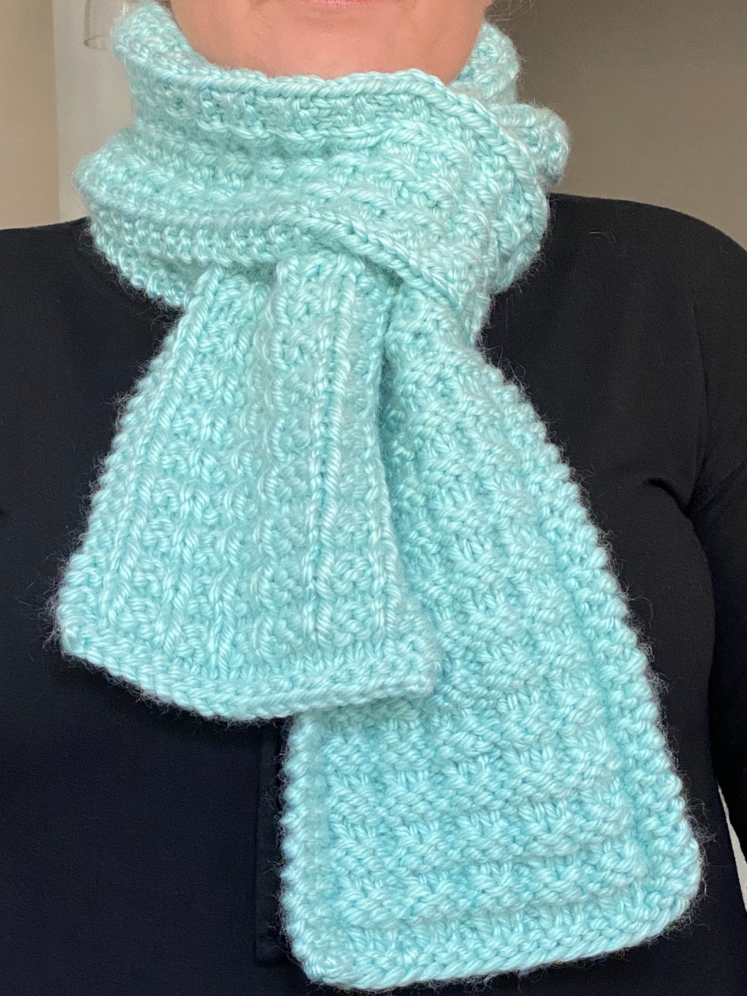 Hand Knit Scarf - Mint Green- Super Soft and Thick - Etsy