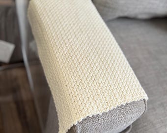 Arm Chair Cover Slipcover Arm Rest Protector - Handmade Crochet - Butter Cream - Chic, Modern (#105)