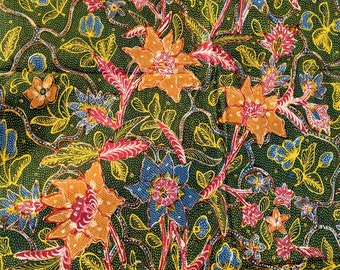 Vintage Batik Tulis Tiga Negeri, Handwritten Indonesian Batik, Batik Collector Item, Indonesian Antique Fabric, Green Batik Sarong