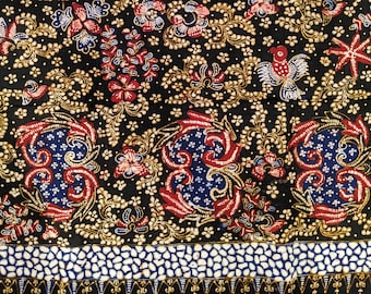 Batik Lasem Indonesia, Hand Drawn Batik Tulis with Bird and Gold Fish, Handwritten Indonesian Batik Fabric, Coastal Lasem Batik, Indo Batik