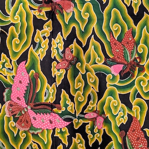 Batik Tulis Megamendung, Hand Drawn Indonesian Batik Cirebon with Clouds and Butterfly, Indonesian Batik Fabric, Indonesian Textile