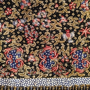 Batik Lasem Indonesia, Hand Drawn Batik Tulis with Bird and Gold Fish, Handwritten Indonesian Batik Fabric, Coastal Lasem Batik, Indo Batik