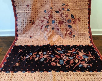 Full Batik Tulis, Hand Drawn Indonesian Batik Cirebon with Kawung and Floral Plant Design, Indonesian Batik Fabric, Made in Indonesia